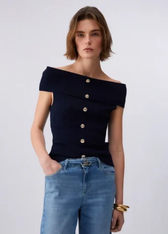 Top in maglia con scollo Bardot Top in maglia con scollo Bardot
